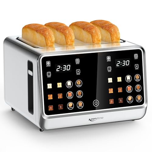 Keenstone Toaster 4 Scheiben Digitaler intelligenter Toaster mit Touchscreen Mit dualem Bedienfeld Einzelschachtel Toastfunktion sowie Aufwärm und Entfrostmodus ideal für Bagels Brot Waffeln Edelstahl Keenstone Toaster 4 Scheiben Digitaler intelligenter Toaster mit Touchscreen Mit dualem Bedienfeld Einzelschachtel Toastfunktion sowie Aufwärm und Entfrostmodus ideal für Bagels Brot Waffeln Edelstahl von Keenstone