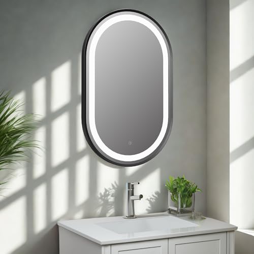 Keenware KBM-367 Polaris 800 Ovaler gerahmter LED-Badezimmerspiegel: schwarz von Keenware
