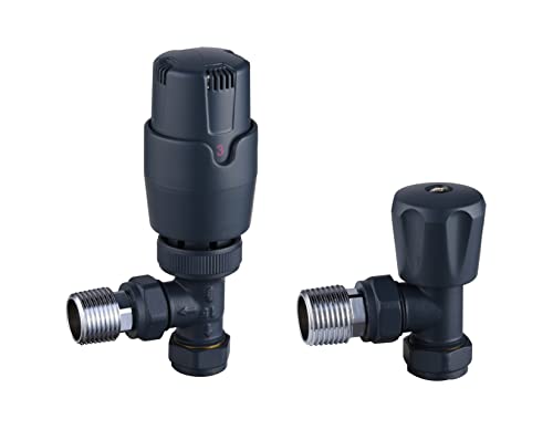 Keenware KRA-195 Thermostatic Angled Valves Thermostat-Winkelventile für Heizkörper, anthrazitgrau von Keenware