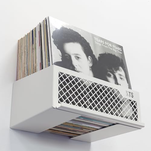 Keep Them Spinning - Schallplatten Ständer Weiß | Schallplatten Aufbewahrung Wand & Tisch | Vinyl Wandhalterung mit Now Playing Vinyl Stand | Regal für Schallplatten aus Kohlenstoffstahl von Keep Them Spinning