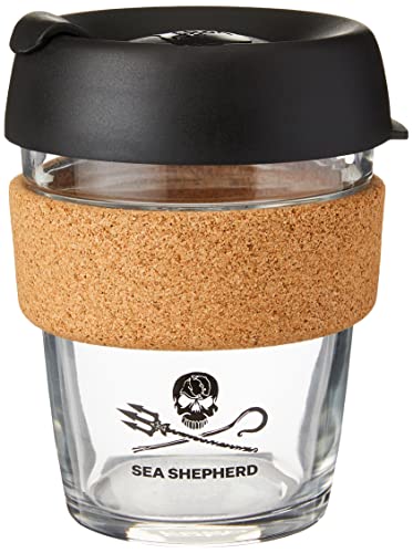 KeepCup BCSEA12 Brew Trinkbecher aus gehärtetem Glas mit Korkband, wiederverwendbar, spritzwassergeschütz, Seehäferhund Meeresschäferhund 340,2 g (12 oz) von KeepCup