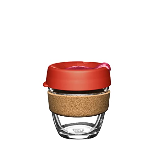 KeepCup Wiederverwendbare Kaffeetasse aus gehärtetem Glas mit spritzwassergeschütztem Deckel, Brew Cork Band, leicht, BPA-frei, klein, 227 ml Daybreak von KeepCup