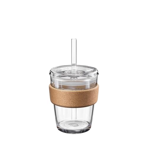 KeepCup Cold Cup – Brew Cork gehärtetes Glas Eiskaffeebecher mit wiederhergestelltem Korkband, Deckel und Strohhalm, 340 ml von KeepCup