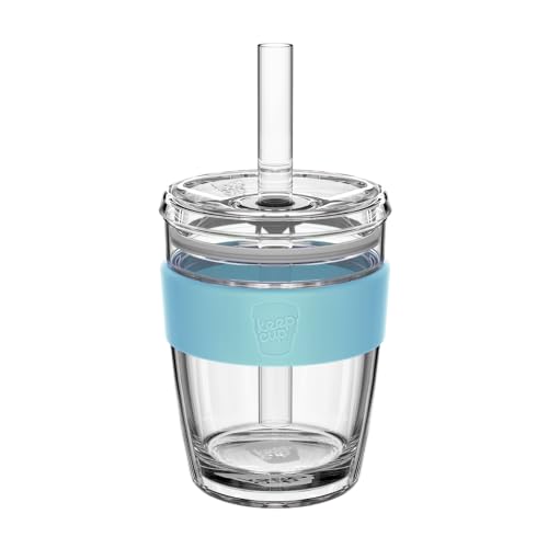 KeepCup Longplay Eiskaffeebecher aus doppelwandigem Glas mit Deckel und Strohhalm, 340 ml, Wolke von KeepCup