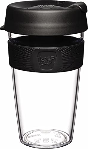 KeepCup Original klare, wiederverwendbare Kunststoff-Kaffeetasse | spritzwassergeschützter Deckel, BPA-frei, Barista-Qualität | groß | 454 ml | schwarz von KeepCup