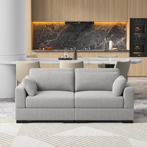 KeepGoon 2-Sitzer-Sofa, modulares Sofa aus Cordsamt, gepolstert, modulare Sofas, Wohnzimmer, 2-Sitzer-Sofas mit Kissen, niedrigen Sofas, Betten, Loungesessel (Grau) von KeepGoon