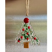 Weihnachtsbaumschmuck Aus Geschmolzenem Glas Klares Glas Mit Roten Beeren von KeepItGlassic