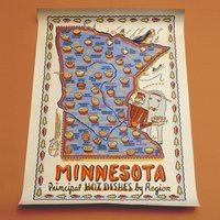 Minnesota Poster, Mn Hot Dish Map Haupt Nach Region von KeepTheFaye