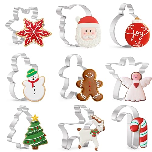 9 Stück Weihnachten Ausstecher Set zum Backen - Lebkuchenmann, Schneeflocke, Schneemann, Weihnachtsbaum Weihnachts Ausstechformen für Keks, Plätzchen, Tortendekorationen 9 Stück Weihnachten Ausstecher Set zum Backen - Lebkuchenmann, Schneeflocke, Schneemann, Weihnachtsbaum Weihnachts Ausstechformen für Keks, Plätzchen, Tortendekorationen von Keepaty