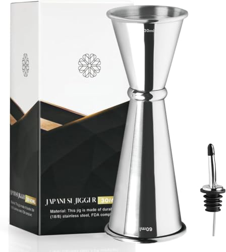 Cocktail Jigger Dual Spirit Measure Cup - 304 Stainless Steel 30ml/60ml Measuring Cup for Bar Home Barkeeper Party Wine Drink (30/60ml) von Keepatyart