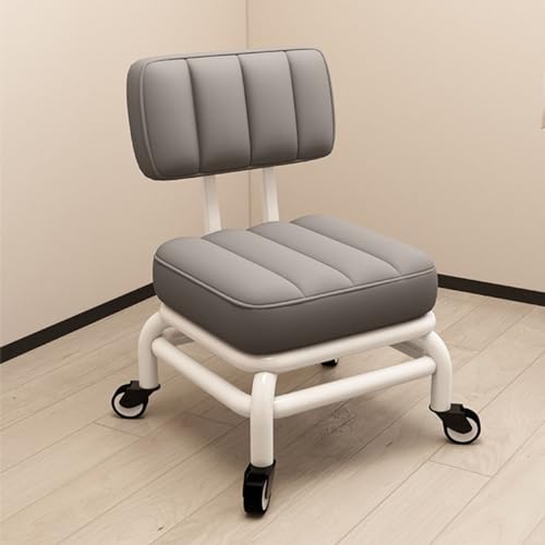 Ergonomischer Rollhock mit Rückenunterstützung 360 Schwenkräder & weicher PU -Ledersitz ideal für Hausgartenbüro Garage & Shop Innovate von KeephenEU