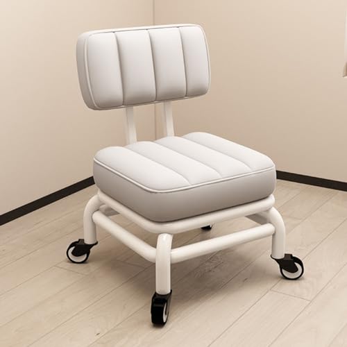 KeephenEU Ergonomischer Rollhocker mit Rückenstütze und Schwenkrädern für Heimbüro und Garage Weiche PU -Leder -Sitzmetallrahmen 360 ° Rotation. Innovate von KeephenEU