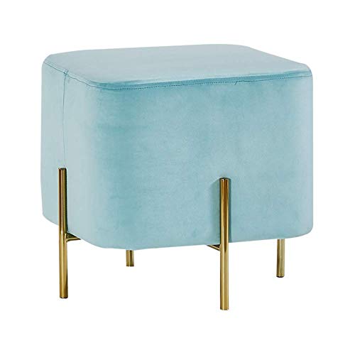 KeephenEU Velvet Polstered Quadratfuß Stuhl mit goldenen Beinen moderner klassischer Design zusätzlicher Sitzplatz für Wohnzimmer oder Schlafzimmer Hellblau 45x43 cm (18x17inch) Innovate von KeephenEU