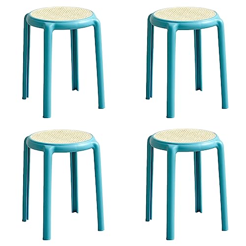 Set von 4 Plastikstapelhockern tragbarer runder Niststabhocker mit X Formverbindung Anti -Schlupf -Fuß -Pads ideal für Küchenbüro Esssitze Innovate von KeephenEU