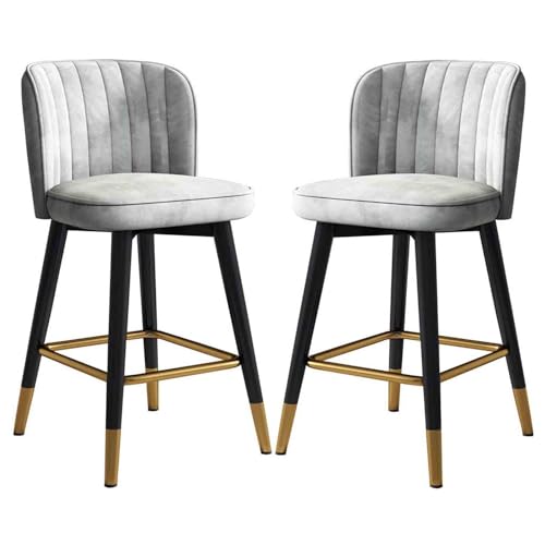 Swivel Bar Stools Set von 2 - High Bar Stuhl mit Fußstütze und Rückenlehne für Home Counter - Frühstücksbar Küchenhocker - Polsterte Theke Barhocker Innovate Swivel Bar Stools Set von 2 - High Bar Stuhl mit Fußstütze und Rückenlehne für Home Counter - Frühstücksbar Küchenhocker - Polsterte Theke Barhocker Innovate von KeephenEU