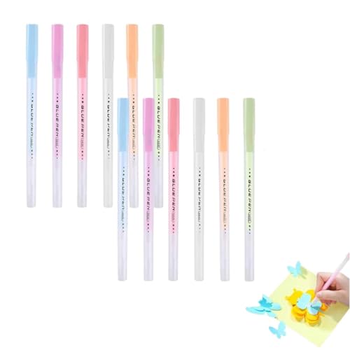 12 Stück GraceGrip Precision Glue Pen, Schnell trocknender Klebestift, Schnelltrocknender Klebestiftm, Klebestifte Kinder, Klebestift Dünne Spitze, Niedlich Flüssiger Klebestift für DIY Handgefertigte von Keeplus