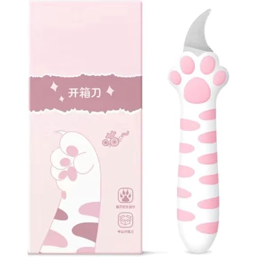 2025 New Retractable Cat Claw Cutter Cute Cat Box Paper Cutter, Katzenpfoten-Mini-Box-Schneider, Tragbares Einziehbares Universalmesser, multifunktionale Universalmesser zum Öffnen von Box (Rose) von Keeplus