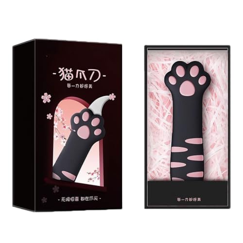 2025 New Retractable Cat Claw Cutter Cute Cat Box Paper Cutter, Katzenpfoten-Mini-Box-Schneider, Tragbares Einziehbares Universalmesser, multifunktionale Universalmesser zum Öffnen von Box (Schwarz) von Keeplus