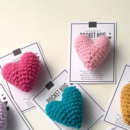 3PCS Herzförmige Taschenumarmung, Pocket Hug Crocheted Heart Small Gift, A Little Pocket Hug Herz, Mini-Taschenumarmung, Herzförmige Taschenumarmung Dekoration von Keeplus