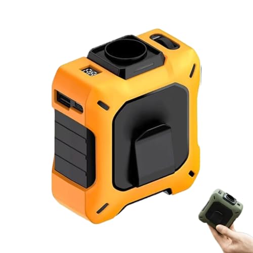 CoolBelt Pro – Wearable Waist Fan & Power Bank with Desktop Stand, Taillen Clip Ventilator, 100 eschwindigkeitsstufen, Tragbarer Ventilator, Aufladbarer Waist Fan mit Clip für Outdoor (Orange) von Keeplus