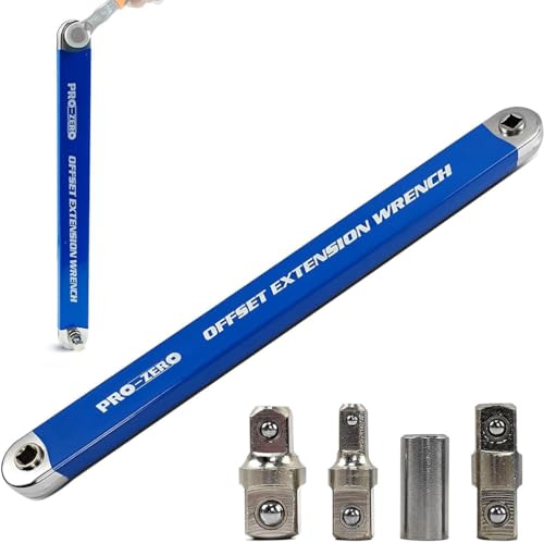 Gekröpfter Verlängerungsschlüssel, Pro Zero Offset Extension Wrench Set, Universal-Steckschlüssel, Edelstahl-Reparaturwerkzeuge, drehbarer Schraubenschlüssel mit 1/4 Zoll 3/8 Zoll 1/2 Zoll adapter von Keeplus