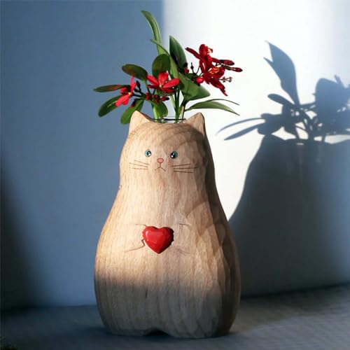 Handmade Cat Vase, niedliche Katzenform, lustige Tiervase, Katze Blumentopf, Pflanzer Tierform Saftige Topf Kleinen Blumentöpfe Nette Übertöpfe Deko Blume Container Grün Garten Home Dekorative von Keeplus