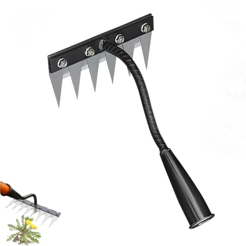 Iron Rake 2.0 - Iron Rake for Gardening and Weeding,Ironrake The Heavy-Duty Iron Weeding Rakes,Unkrautjäter,Gartenarbeit Hand Unkrautstecher,Gartenwerkzeug Unkraut Entferner Gerät für Garten (6Teeth) von Keeplus