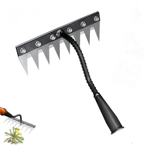 Iron Rake 2.0 - Iron Rake for Gardening and Weeding,Ironrake The Heavy-Duty Iron Weeding Rakes,Unkrautjäter,Gartenarbeit Hand Unkrautstecher,Gartenwerkzeug Unkraut Entferner Gerät für Garten (8Teeth) von Keeplus