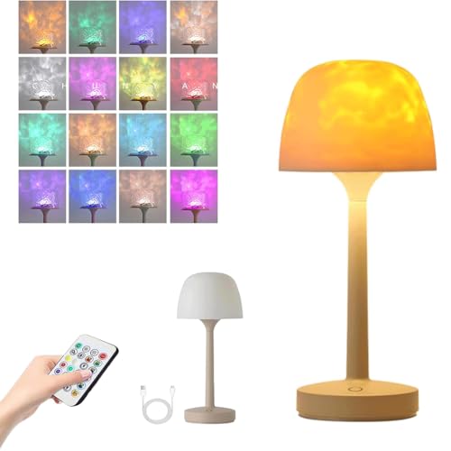 Keeplus RippleGlow Dual-Mode Ambient Lamp, RippleGlow Dual-Mode Umgebungslampe, 16 Farbe RGB LED Wasser Ripple Projektionslicht Mit Fernbedienung, LED Nachtlicht Tischlampe für Zuhause Schlafzimmer von Keeplus