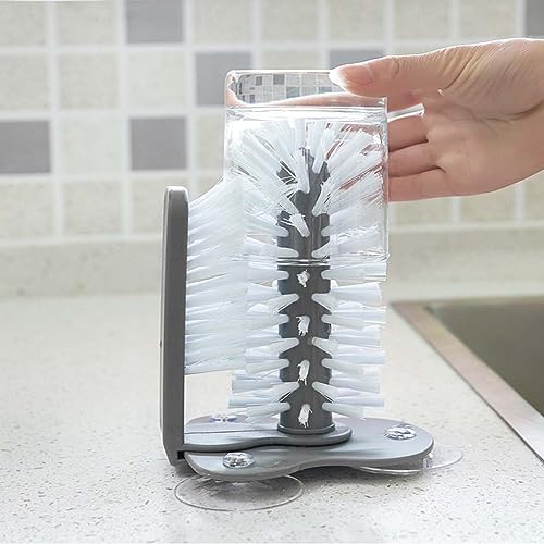 Lazy Double-Sided Cup Cleaner,Gläserspülbürste Doppelseitiger Borstenbürste,Gläserbürste mit Saugnapf,Flaschenbürste für Glasflaschen Flaschenreiniger,Universal Gläserbürste,Gläserspülbürste für Küche von Keeplus