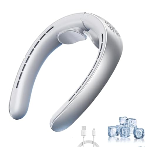 Libiyi Ribili Cooling Ace, Rtako Portable Neck Fan, Miglife Cooling Ace, Tragbarer Nackenventilator,Hals Ventilator Wiederaufladbarer,3 Geschwindigkeiten USB Ventilator Leise Mini Ventilator (Silber) von Keeplus