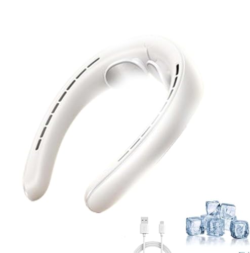 Libiyi Ribili Cooling Ace, Rtako Portable Neck Fan, Miglife Cooling Ace, Tragbarer Nackenventilator,Hals Ventilator Wiederaufladbarer,3 Geschwindigkeiten USB Ventilator Leise Mini Ventilator (Weiß) von Keeplus