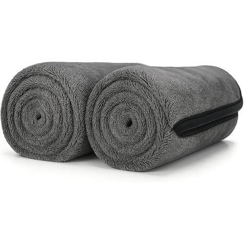 MagicDry Twist-Weave Microfiber Car Towel-Streak-Free,Gedrehtes Mikrofaser-Handtuch für die Autowasch- und Glasreinigung,Autotrockentuch Poliertuch Lackpflege,Mikrofasertuch Auto Tuch (2Stk-S+L) von Keeplus