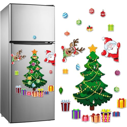 Magnetic Christmas Tree for Refrigerator Decorations, Christmas Tree Magnets for Fridge, Baum Schneemann Magnete Set Weihnachten Baum Magnete Set Magnetische Weihnachtsbaum Aufkleber für Decor (A) von Keeplus