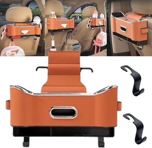 Multifunctional Car Seat Back Storage Box,Auto-Aufbewahrungstasche,Autositz-Rücksitz-Aufbewahrungstasche,Auto-Organizer Für Den Rücksitz Mit 2 Becherhaltern,Aufbewahrungsbox Für Autositze (Orange) von Keeplus