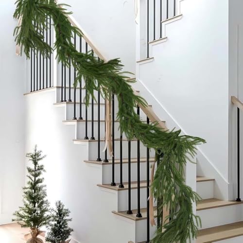 Natürliches Weihnachtsgrün - Real Touch Norfolk Pine Garland, Tannengirlande Weihnachtsgirlande Kunststoff, Weihnachtsgirlande, künstliche Dekogirlande, Tannen Girlande als Weihanachtskranz (1.8M) von Keeplus