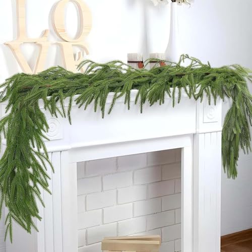 Natural Christmas Greenery - Real Touch Norfolk Pine Garland, Tannengirlande Weihnachtsgirlande Kunststoff, Weihnachtsgirlande, künstliche Dekogirlande, Tannen Girlande als Weihanachtskranz (1.8m) von Keeplus