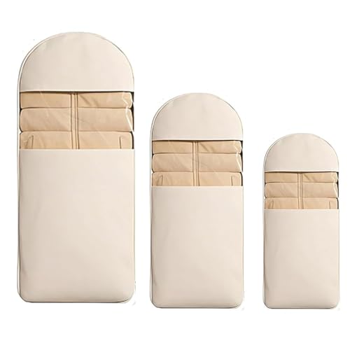 Platzsparender Hängender Kleiderschrank-Organizer mit Selbstkompressions-Reißverschluss, Schutzhülle Kleiderstange für Staub Feuchtigkeitsfest, Lang Kleidersack für die Aufbewahrung (Beige, 3PCS) von Keeplus