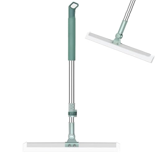 Retractable Silicone Floor Scraper Bathroom Wiper, 180° einstellbar Boden Dusche Wasser Wischer, Wasserschieber Bodenabzieher Dusche Fensterabzieher mit Stiel, Bodenwischer für Innen (35cm) von Keeplus