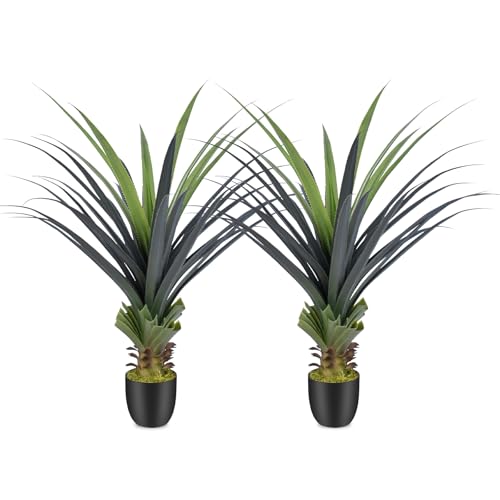 Keeplush 4FT Künstliche Agave Groß,115cm Klein Künstliche Pflanzen mit Stacheln, Kunstpflanze für Wohnzimmer Haus Büro Balkon Garten Veranda, Terrasse Innen und Außen Deko (2 Stück) von Keeplush