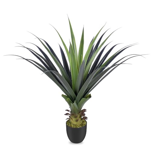 Keeplush Künstliche Agave Groß 90cm, Klein Künstliche Pflanzen mit Stacheln, Kunstpflanze für Wohnzimmer Haus Büro Balkon Garten Veranda, Terrasse Innen und Außen Deko (1 Stück) von Keeplush