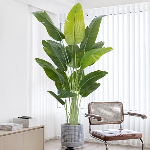 Keeplush Künstliche Paradiesvogel Pflanze groß 200cm künstliche Tropische Palme mit 15 Blättern perfekte künstliche Pflanzen im Topf für drinnen und draußen Haus Büro Garten Moderne Dekoration（1 Pack） von Keeplush