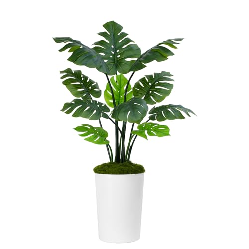Keeplush Künstlicher Monstera Deliciosa-Baum mit weißem Pflanztopf, hohe tropische Kunstpflanze mit 11 Blättern, großer künstlicher Baum, perfekt für Büro, Schlafzimmer, Hotel, Innendekoration, 150 cm von Keeplush