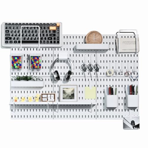 Keepo Stecktafel-Kombinationsset, Stecktafeln und Zubehör, modulare Aufhängung für Wand-Organizer, Bastelorganisation, Ornamenten-Display, Kinderzimmer-Aufbewahrung, Stecktafel (weiß, 84 x 55 cm) von Keepo