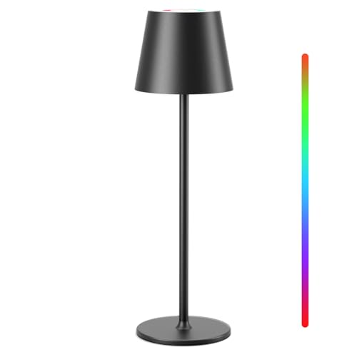 Keepoo Tischlampe Kabellos Dimmbare LED Akku Tischleuchte, Wiederaufladbar Warme Lichtfarbe 3000K+RGB Aluminium Outdoor Tischlampe wasserdicht für Restaurant,Schlafzimmer,Bar,IP54 Keepoo Tischlampe Kabellos Dimmbare LED Akku Tischleuchte, Wiederaufladbar Warme Lichtfarbe 3000K+RGB Aluminium Outdoor Tischlampe wasserdicht für Restaurant,Schlafzimmer,Bar,IP54 von Keepoo