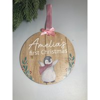 Personalisierte Holz Weihnachtsbaum Dekoration, Baby Erstes Weihnachten, Erstes Weihnachten Im Neuen Zuhause, Weihnachtsandenken, Gif von KeepsakeBlocks
