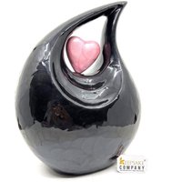 Keepsake Company Jade Black Pearl Emaille Teardrop Urne Für Erwachsene Mit Rosa Herzeinsatz Menschliche Asche Perfekt Erwachsene von KeepsakeCompanyStore