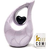 Keepsake Company Pearl Purple Teardrop Mini Feuerbestattungsurne Mit Schwarzem Herz Für Menschliche Asche - Perfekt Erwachsene Und Kleinkinder von KeepsakeCompanyStore