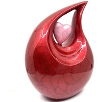 Red Pearl Emaille Urne Für Erwachsene in Tropfenform Mit Rosa Herz Menschliche Asche von KeepsakeCompanyStore