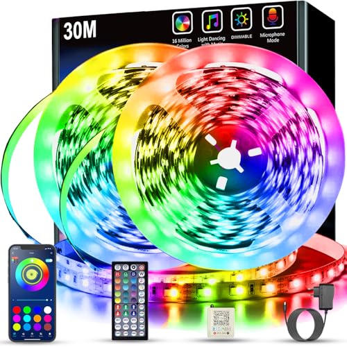 Keepsmile LED Strip 30m, RGB LED Streifen with Remote & Bluetooth APP Control,Timer Setting,Dimmable Led Lichtband Music Sync Colour Changing LED Lichterkette for Gaming Zimmer Deko (2 Rolls of 15 m) Keepsmile LED Strip 30m, RGB LED Streifen with Remote & Bluetooth APP Control,Timer Setting,Dimmable Led Lichtband Music Sync Colour Changing LED Lichterkette for Gaming Zimmer Deko (2 Rolls of 15 m) von Keepsmile